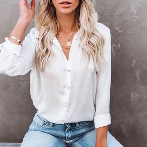 VICI Satin White Button Down